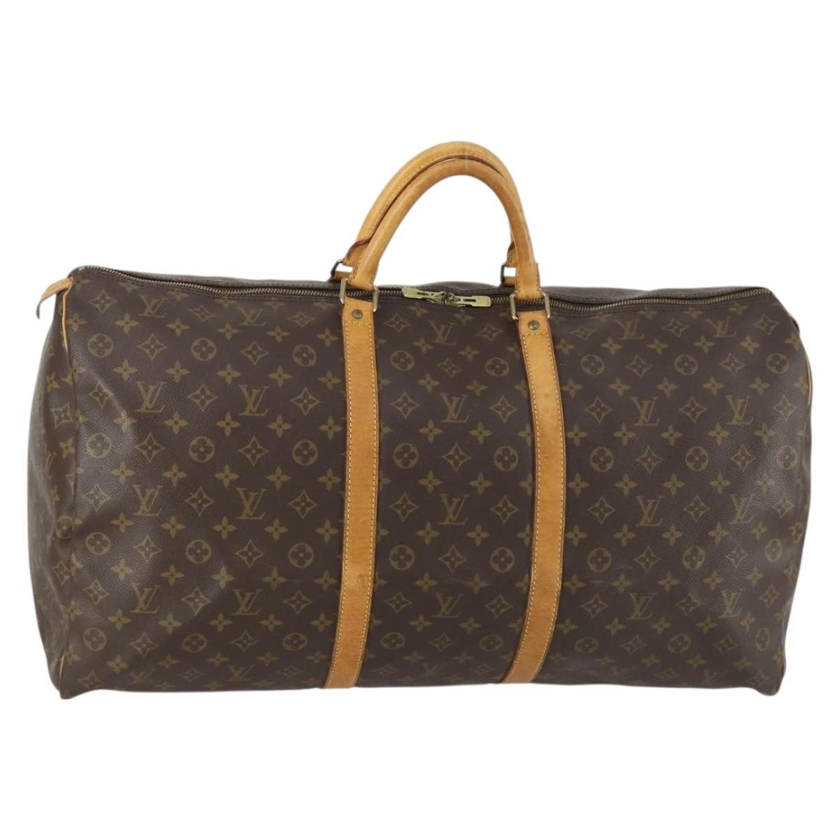 Louis Vuitton Keepall Bag Monogram Canvas, BROWN, CANVAS, Travel bag