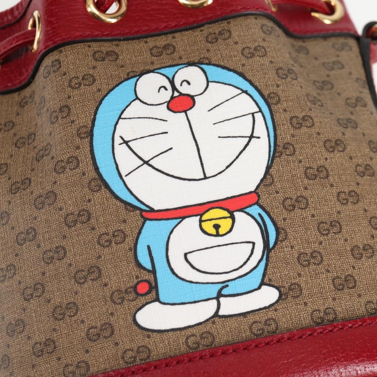 Gucci Doraemon Bucket Bag Printed Mini GG Coated Canvas, BEIGE, PVC, Crossbody bag