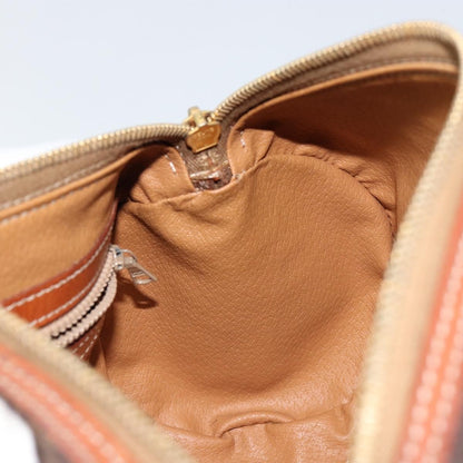 Celine Vintage Macadam Handbag Canvas and Leather, BROWN, PVC, Shoulder bag