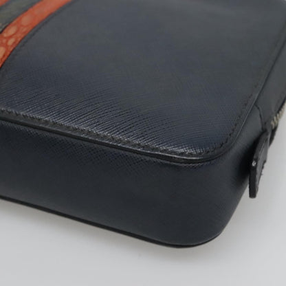 Prada Zip Pochette Saffiano Leather, NAVY, LEATHER, Clutche & pouche