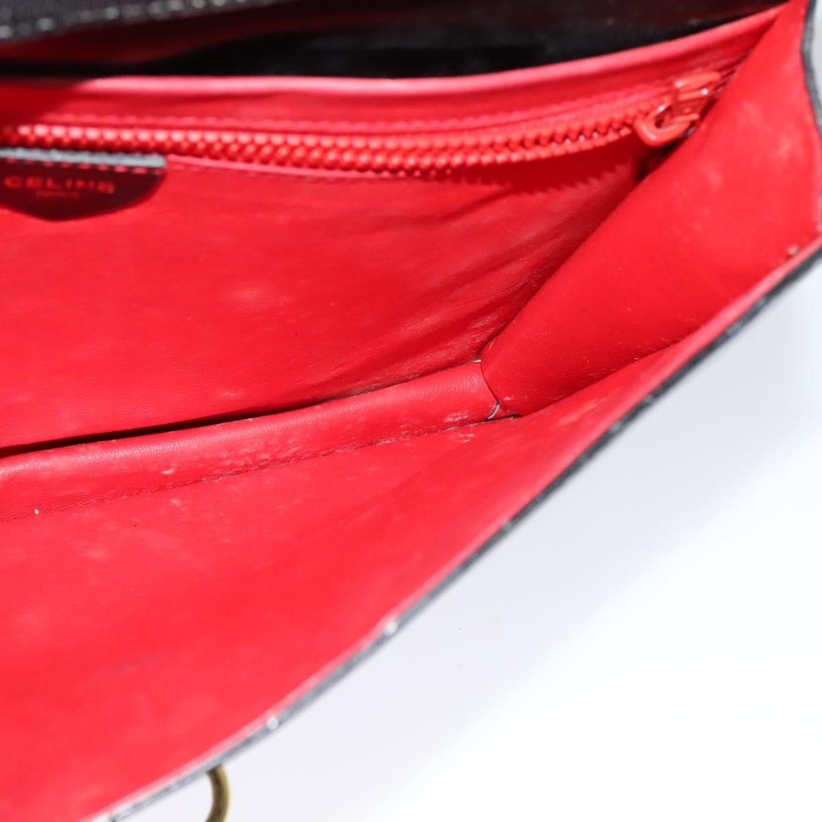 Celine Envelope Shoulder Bag Leather, BLACK, LEATHER, Shoulder bag