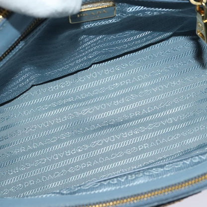 Prada Double Zip Lux Tote Saffiano Leather, BLUE, LEATHER, Handbag