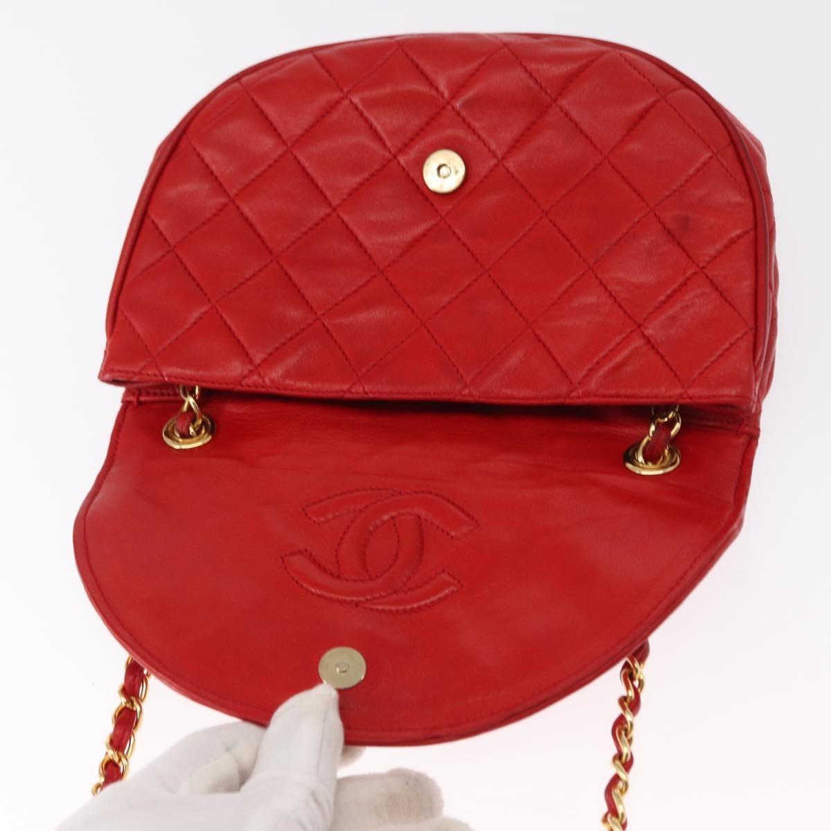 Chanel Camellia Rounded Clutch Satin and Leather, RED, LEATHER, Shoulder bag