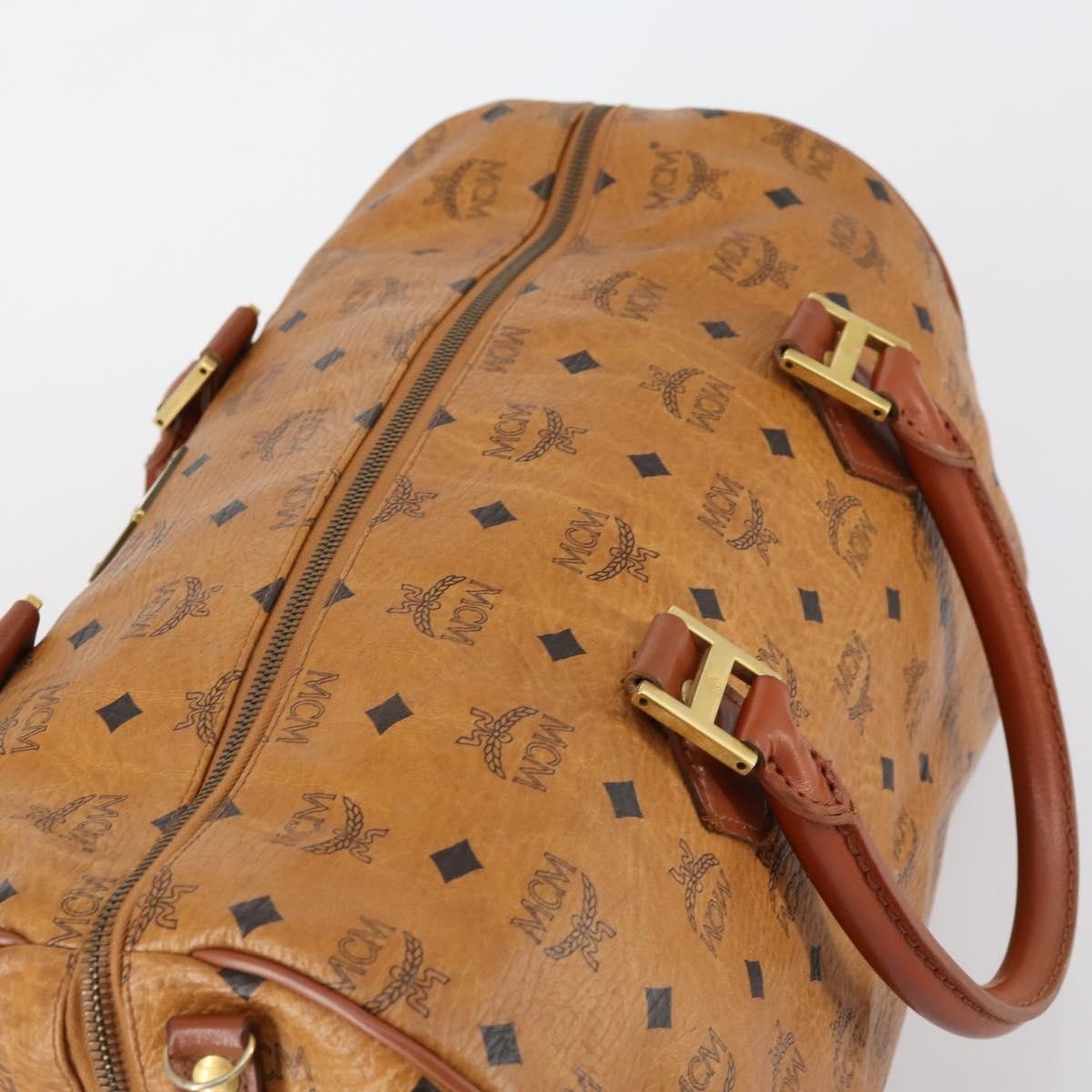 MCM Vicetos travel bag logogram boston, BROWN, CANVAS, Travel bag