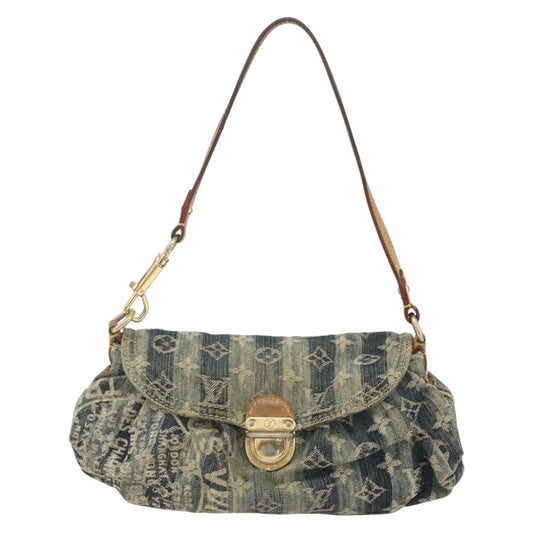 Louis Vuitton Pleaty Raye Handbag Striped Monogram Denim, BLUE, DENIM_JEANS, Shoulder bag