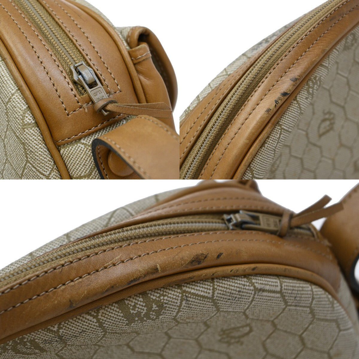 Christian Dior Vintage Honeycomb Flap Crossbody Bag Coated Canvas, BROWN, CANVAS, Crossbody bag