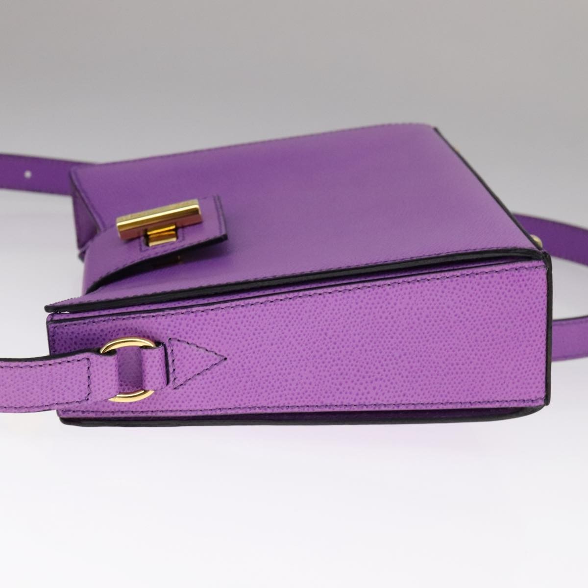 Celine Vintage turn lock shoulder bag Leather, PURPLE, LEATHER, Shoulder bag