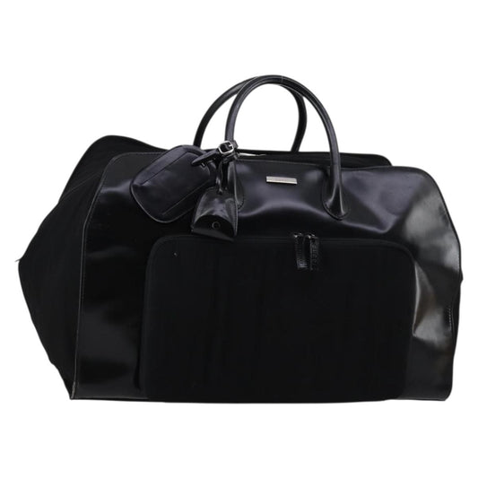 Gucci Travel Boston Bag Leather with Nylon, BLACK, LEATHER, Travel bag