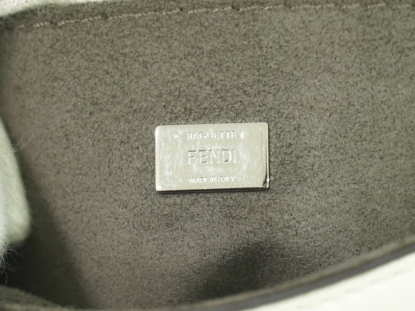 Fendi Double Baguette Embroidered Studded Leather, WHITE, LEATHER, Shoulder bag