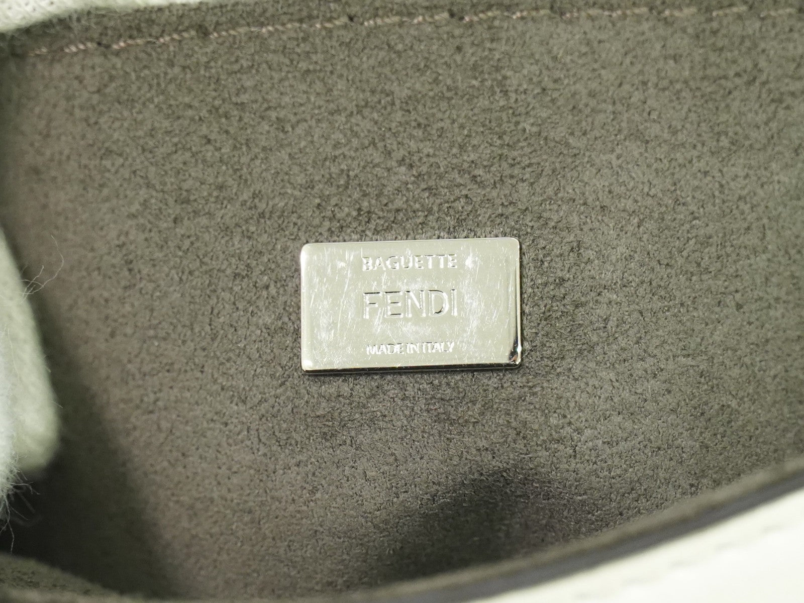 Fendi Double Baguette Embroidered Studded Leather, WHITE, LEATHER, Shoulder bag