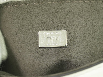 Fendi Double Baguette Embroidered Studded Leather, WHITE, LEATHER, Shoulder bag