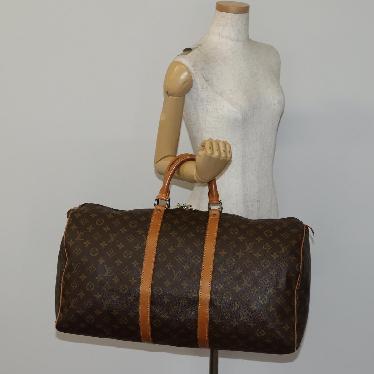 Louis Vuitton Keepall Bag Monogram Canvas, BROWN, CANVAS, Travel bag