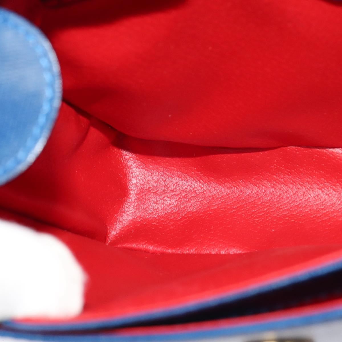 Celine Circle logo Leather, BLUE, LEATHER, Handbag