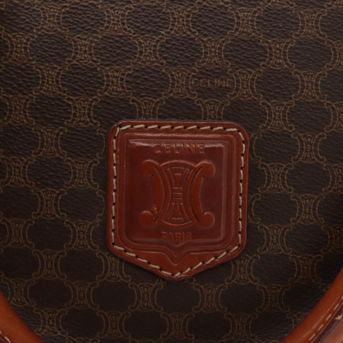 Celine Vintage Macadam Handbag Canvas, BROWN, CANVAS, Handbag