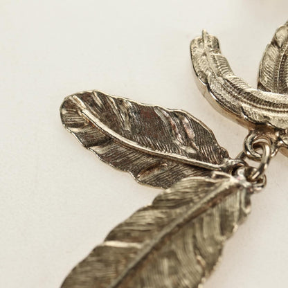 Chanel Feather CC Pendant Necklace Metal, Gold, Metal, Necklace