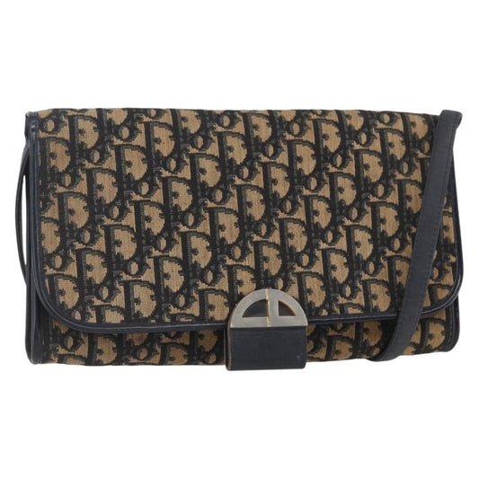 Christian Dior Vintage Trotter Flap Shoulder Bag Diorissimo Canvas, NAVY, CANVAS, Shoulder bag