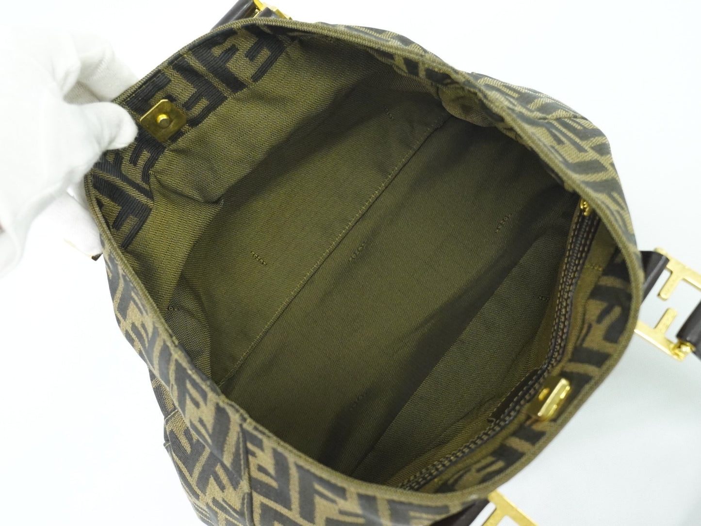 Fendi Vintage Zucca Handbag Zucca, BROWN, CANVAS, Handbag