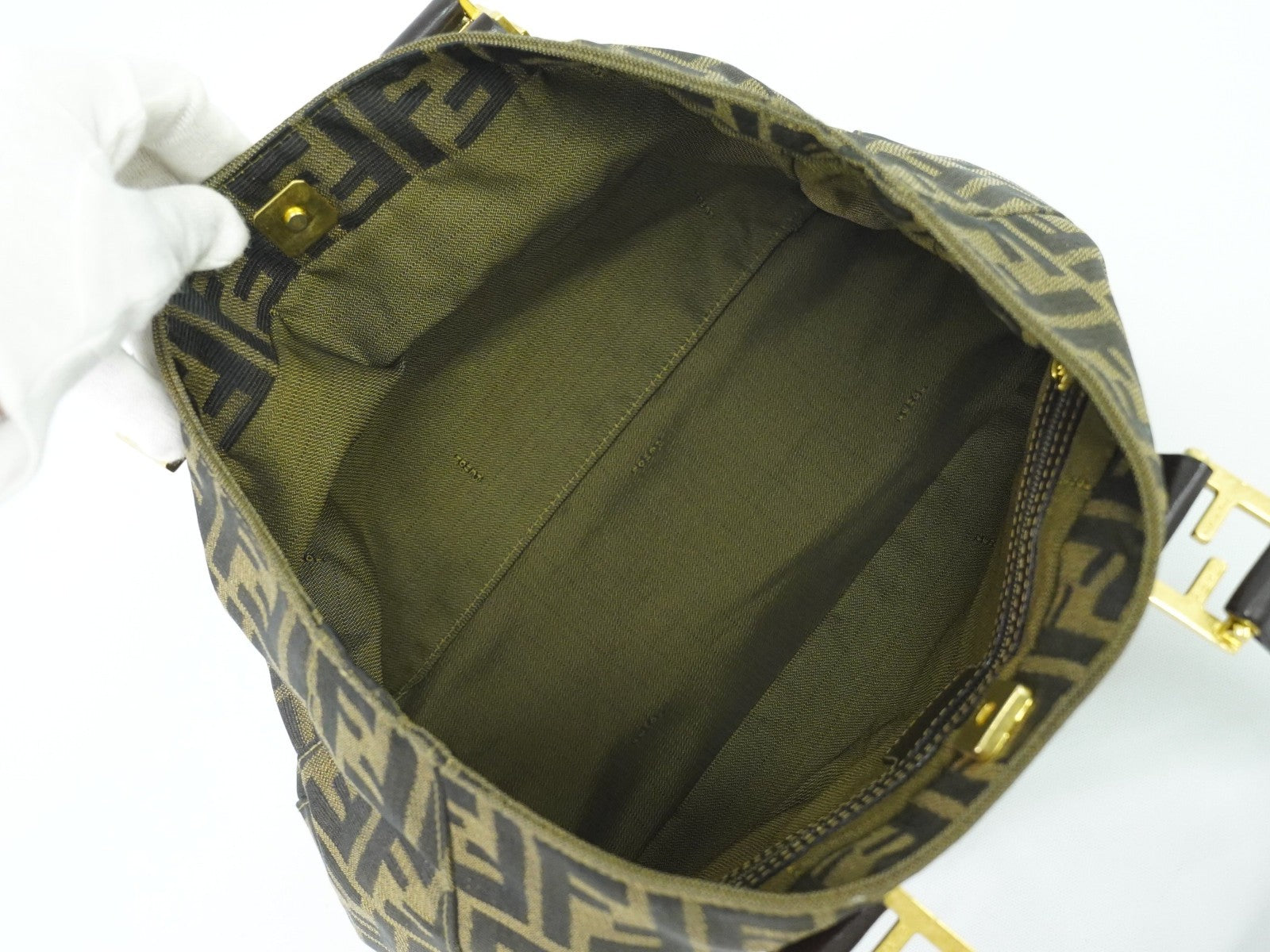 Fendi Vintage Zucca Handbag Zucca, BROWN, CANVAS, Handbag