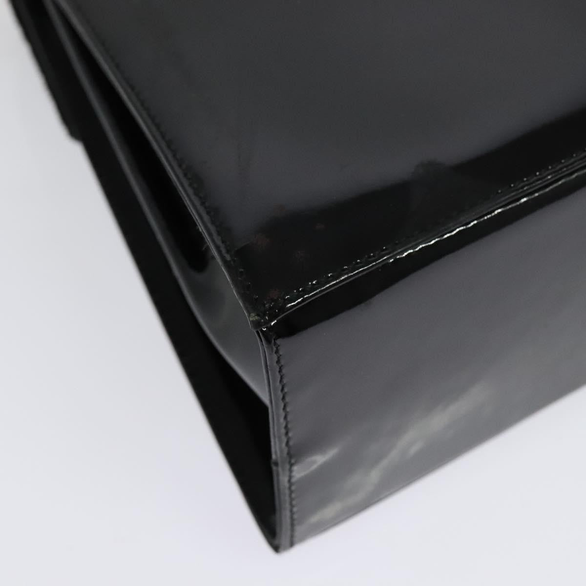 Salvatore Ferragamo Gancini Convertible Top Handle Bag Patent Leather, BLACK, PATENT_LEATHER, Handbag