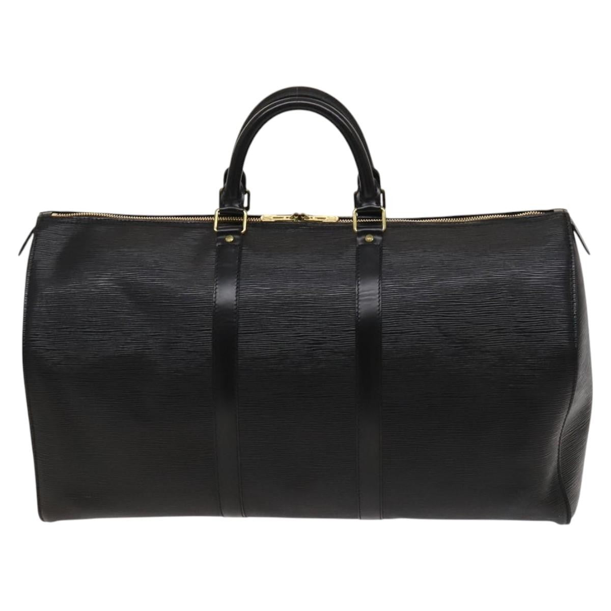 Louis Vuitton Keepall Bag Epi Leather, BLACK, LEATHER, Travel bag