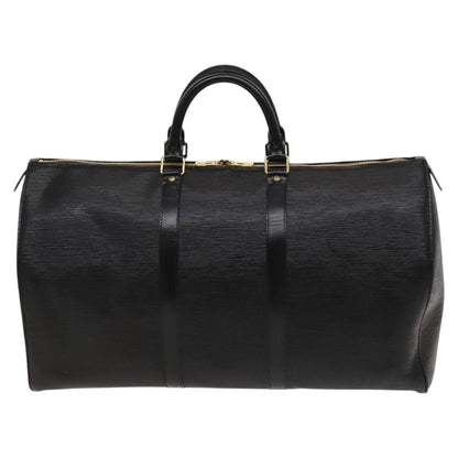 Louis Vuitton Keepall Bag Epi Leather, BLACK, LEATHER, Travel bag