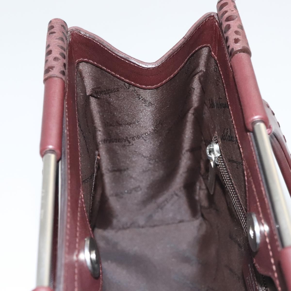 Salvatore Ferragamo Gancini handbag Leather, BROWN, LEATHER, Handbag