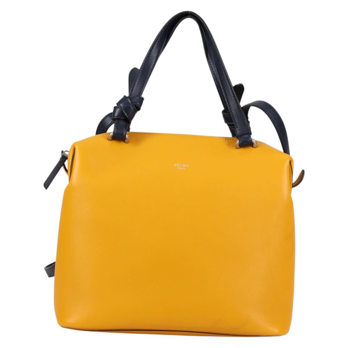 Celine Soft Cube Bag Leather, YELLOW, LEATHER, Handbag