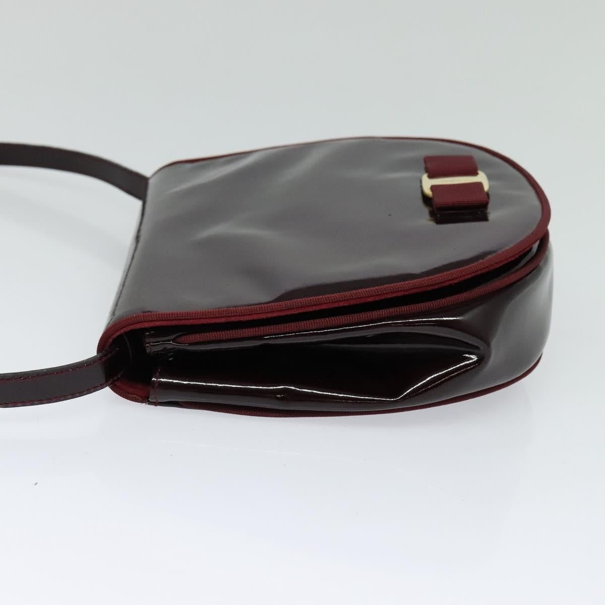 Salvatore Ferragamo Vala Shoulder Bag Patent Leather, BURGUNDY, PATENT_LEATHER, Shoulder bag