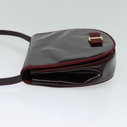 Salvatore Ferragamo Vala Shoulder Bag Patent Leather, BURGUNDY, PATENT_LEATHER, Shoulder bag