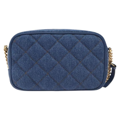 Versace Medusa Icon Front Slip Pocket Camera Bag Quilted Denim, BLUE, DENIM_JEANS, Crossbody bag