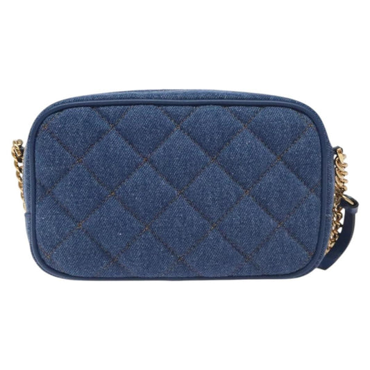 Versace Medusa Icon Front Slip Pocket Camera Bag Quilted Denim, BLUE, DENIM_JEANS, Crossbody bag