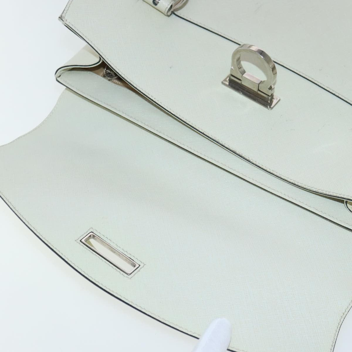 Salvatore Ferragamo Gancini handbag Leather, WHITE, LEATHER, Shoulder bag