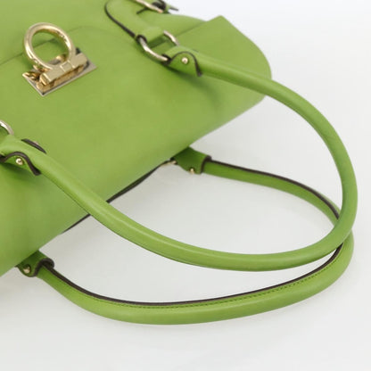 Salvatore Ferragamo Virna Satchel Leather, GREEN, LEATHER, Handbag