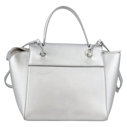 Celine Belt Bag Textured Leather, Silver, Leather, Handbag