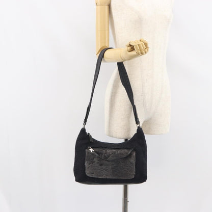 Prada Vintage Shoulder Bag Wool, BLACK, WOOL, Shoulder bag