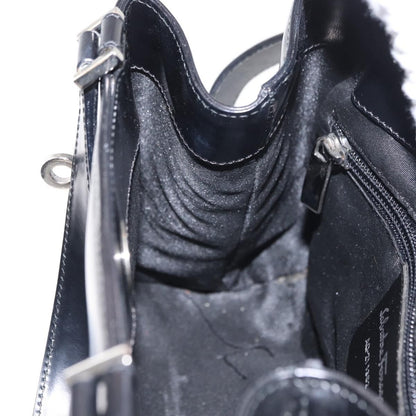 Salvatore Ferragamo Gancini handbag Leather, BLACK, LEATHER, Handbag