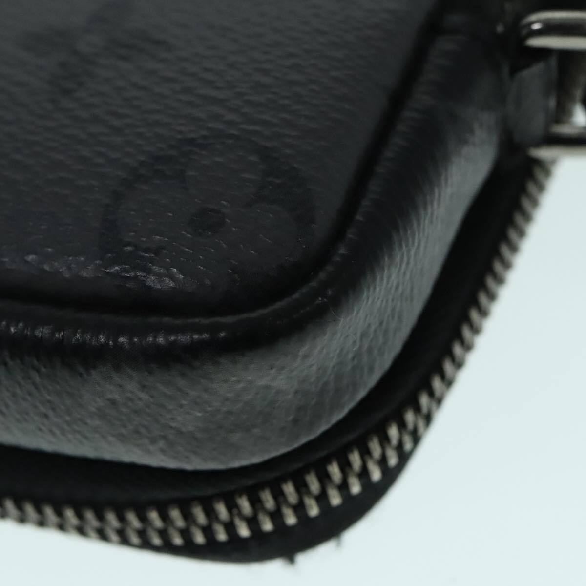 Louis Vuitton Double Phone Pouch Reverse Monogram Eclipse Canvas, GRAY, CANVAS, Tech accessory