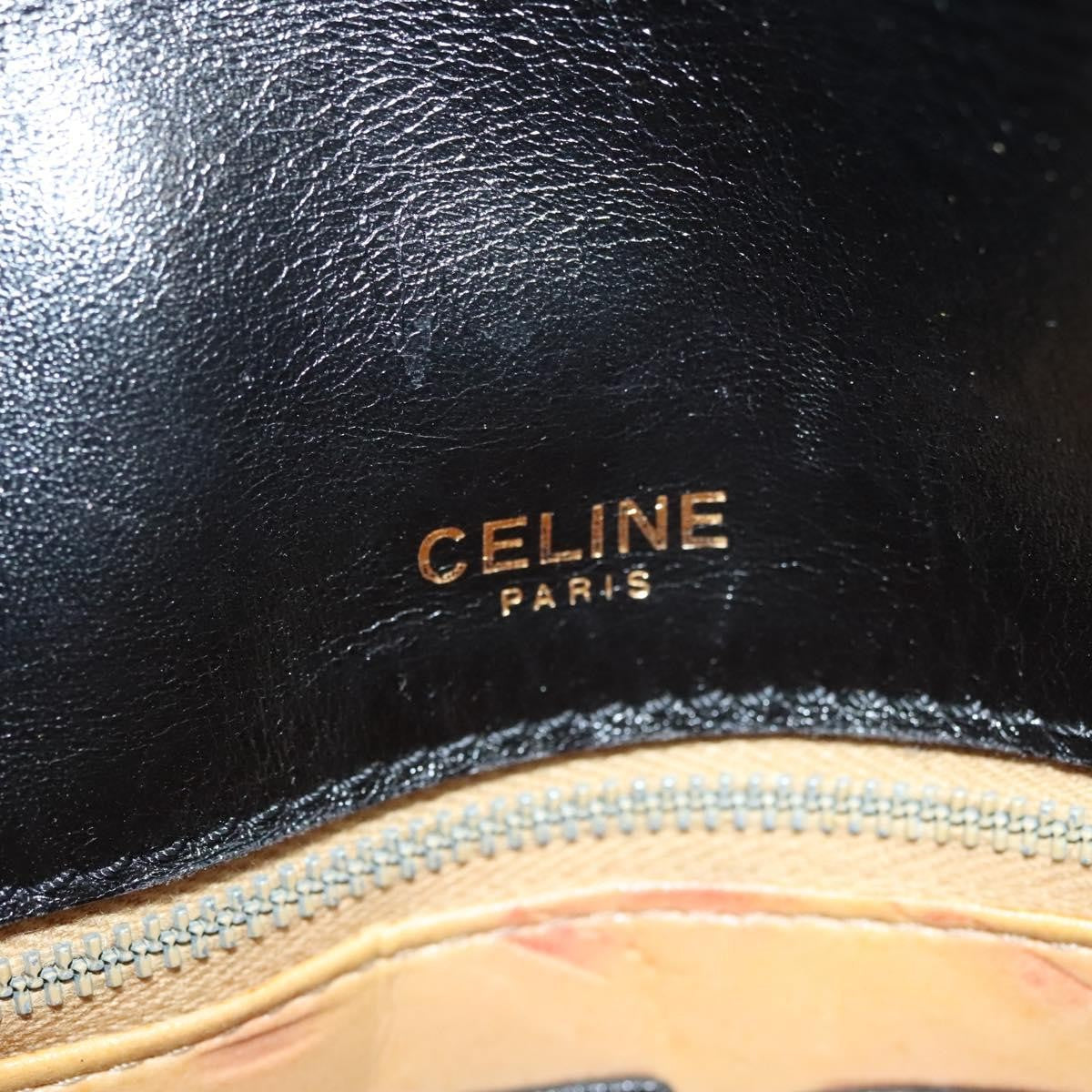Celine Vintage Triomphe Shoulder Bag Leather, BLACK, LEATHER, Shoulder bag