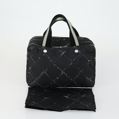 Chanel Travel Line Boston Bag Printed Nylon, BLACK, NYLON, Handbag