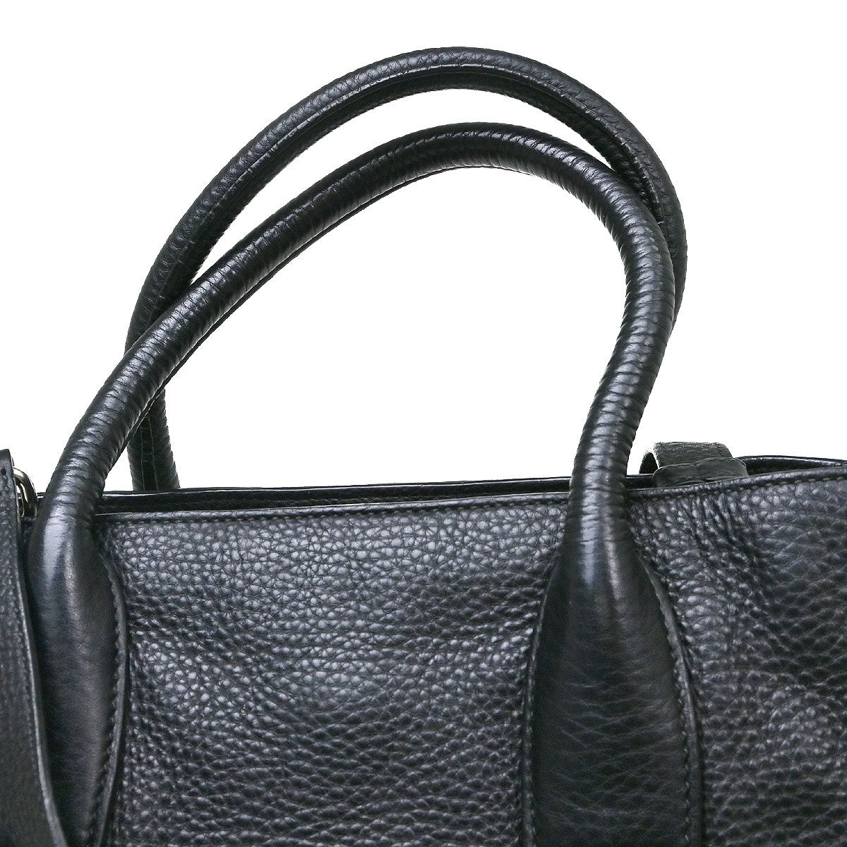 Prada Vitello Daino Convertible Tote Vitello Daino, Black, Leather, Handbag