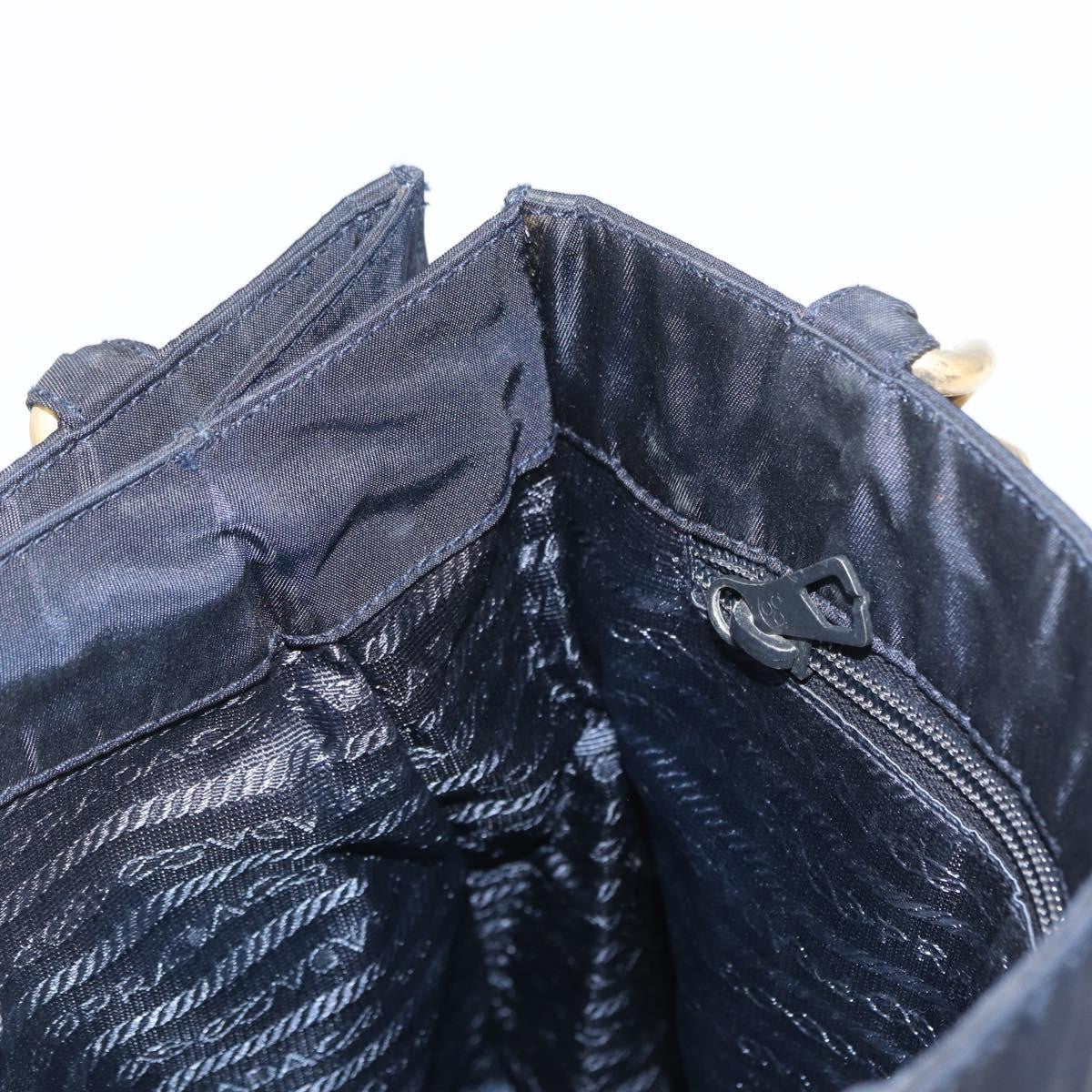 Prada Metal Handles Tote Tessuto, NAVY, NYLON, Tote bag