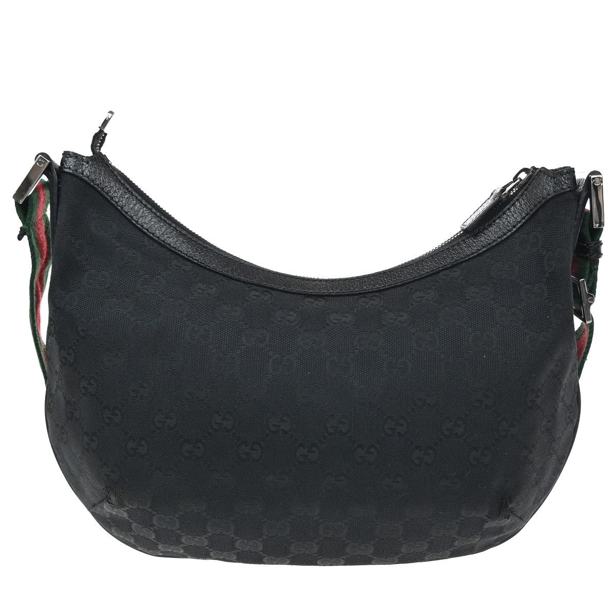 Gucci Half Moon Hobo Messenger GG Canvas, BLACK, CANVAS, Shoulder bag