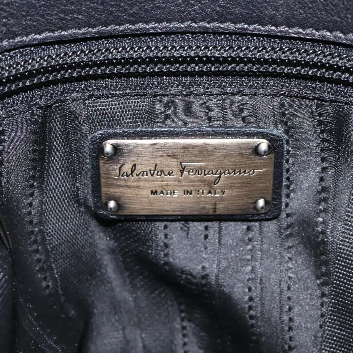 Salvatore Ferragamo Gancini handbag Leather, BLACK, LEATHER, Handbag