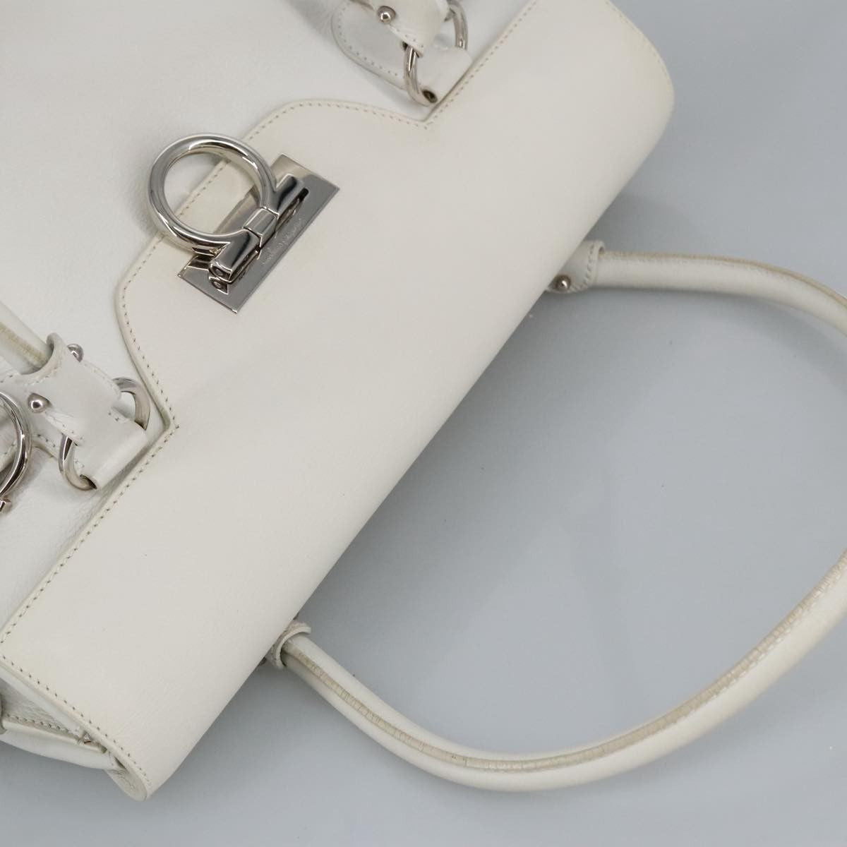 Salvatore Ferragamo Virna Satchel Leather, WHITE, LEATHER, Shoulder bag