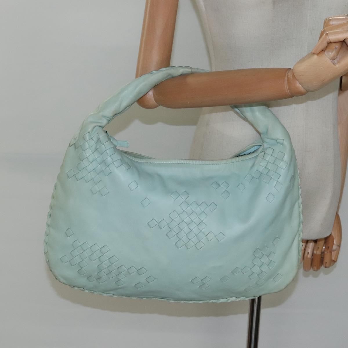 Bottega Veneta Veneta Hobo Lether with intrecciato detail, BLUE, LEATHER, Handbag
