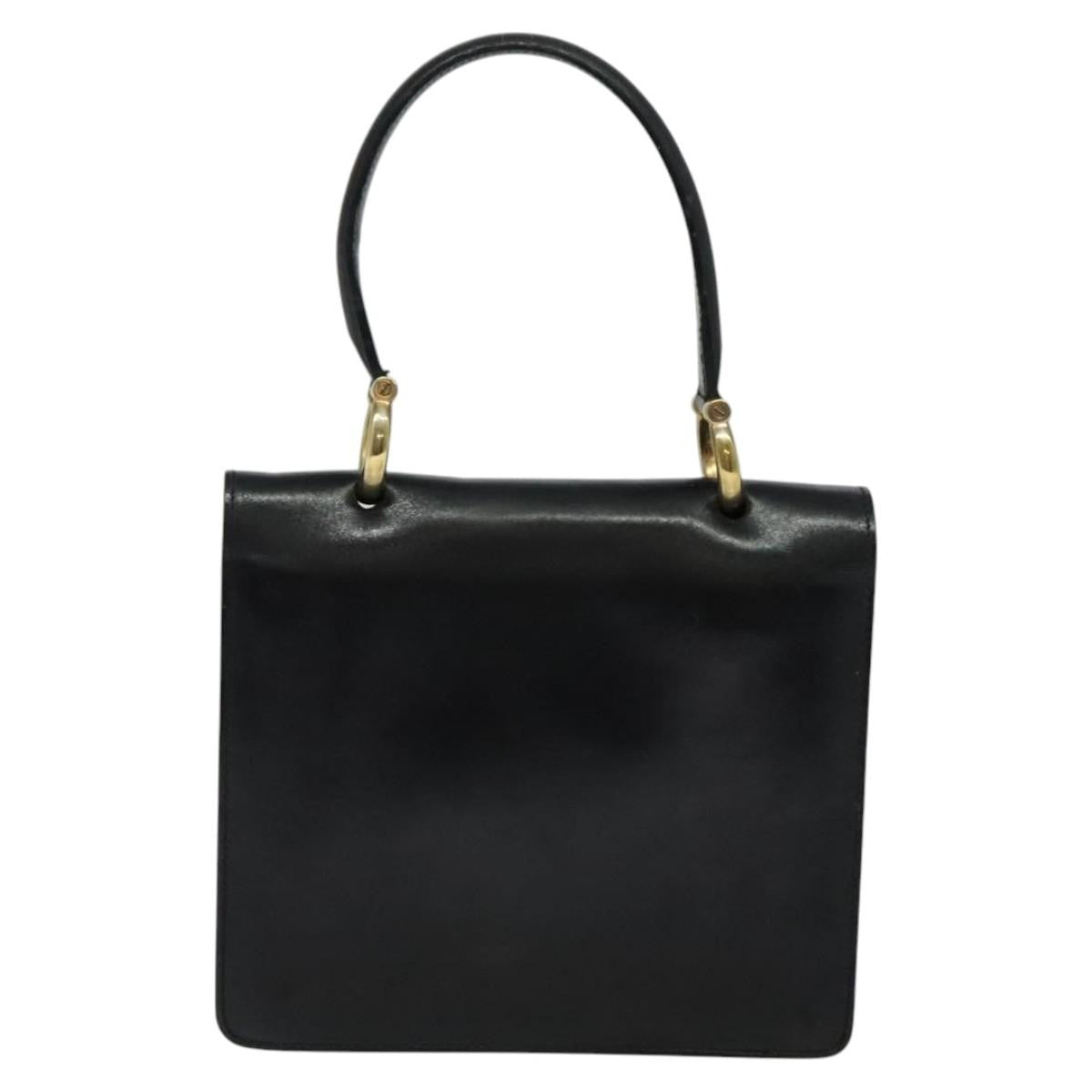 Celine Gancini Handbag Leather, BLACK, LEATHER, Handbag