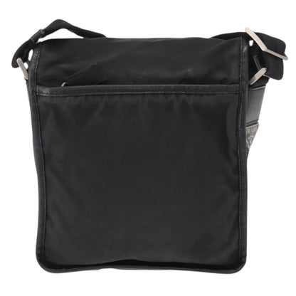 Prada Logo Flap Messenger Bag Tessuto, Black, Nylon, Shoulder Bag