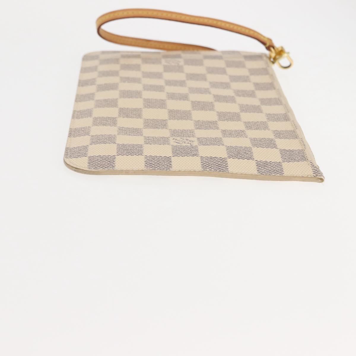 Louis Vuitton Neverfull Pochette Damier, WHITE, CANVAS, Clutche & pouche