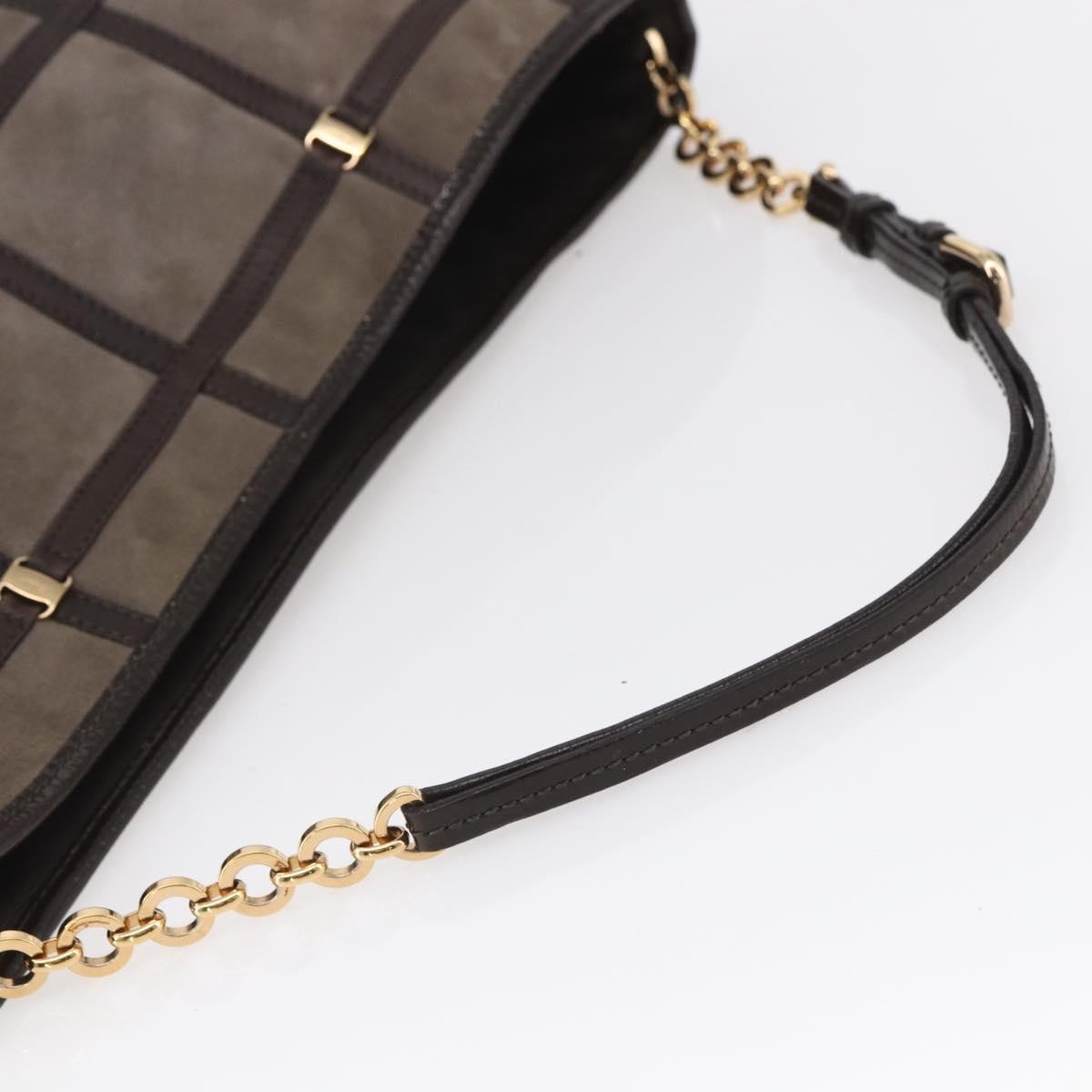 Salvatore Ferragamo Vala Shoulder Bag Suede, BROWN, SUEDE, Shoulder bag