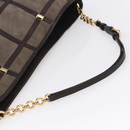 Salvatore Ferragamo Vala Shoulder Bag Suede, BROWN, SUEDE, Shoulder bag